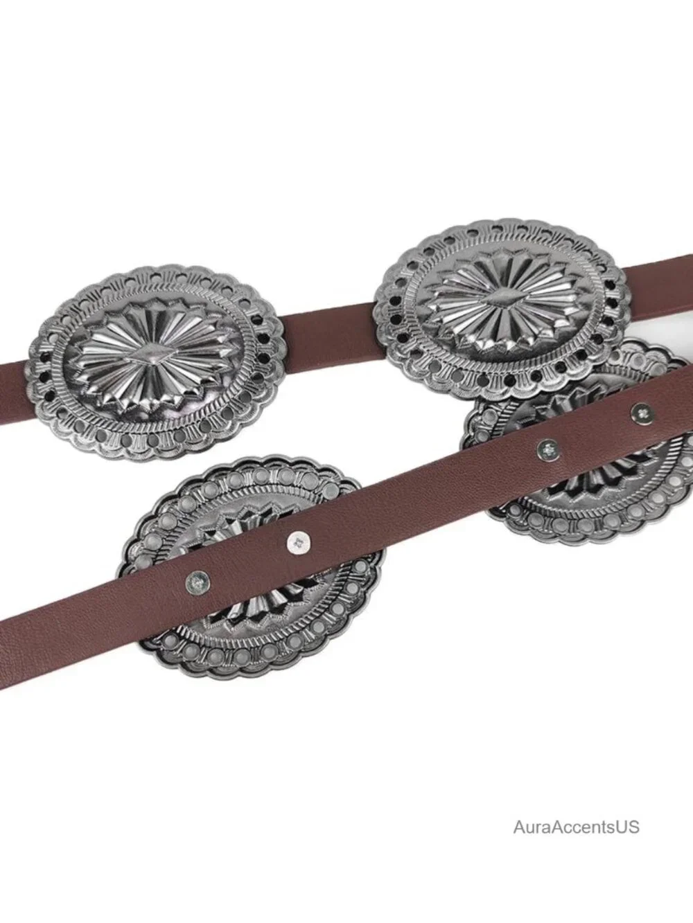 Vintage Western Concho Wide Belt for Women - Boho Cowboy Cincher